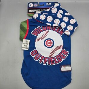 Pets First Chicago Cubs MLB Pet Tee and Bandana Set Blue Medium CUB-4104-MD